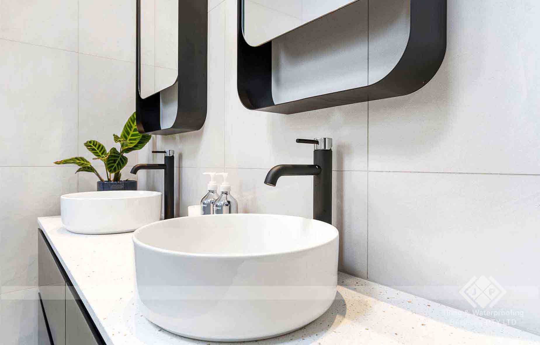 Modern bathroom floor tiling pattern installation