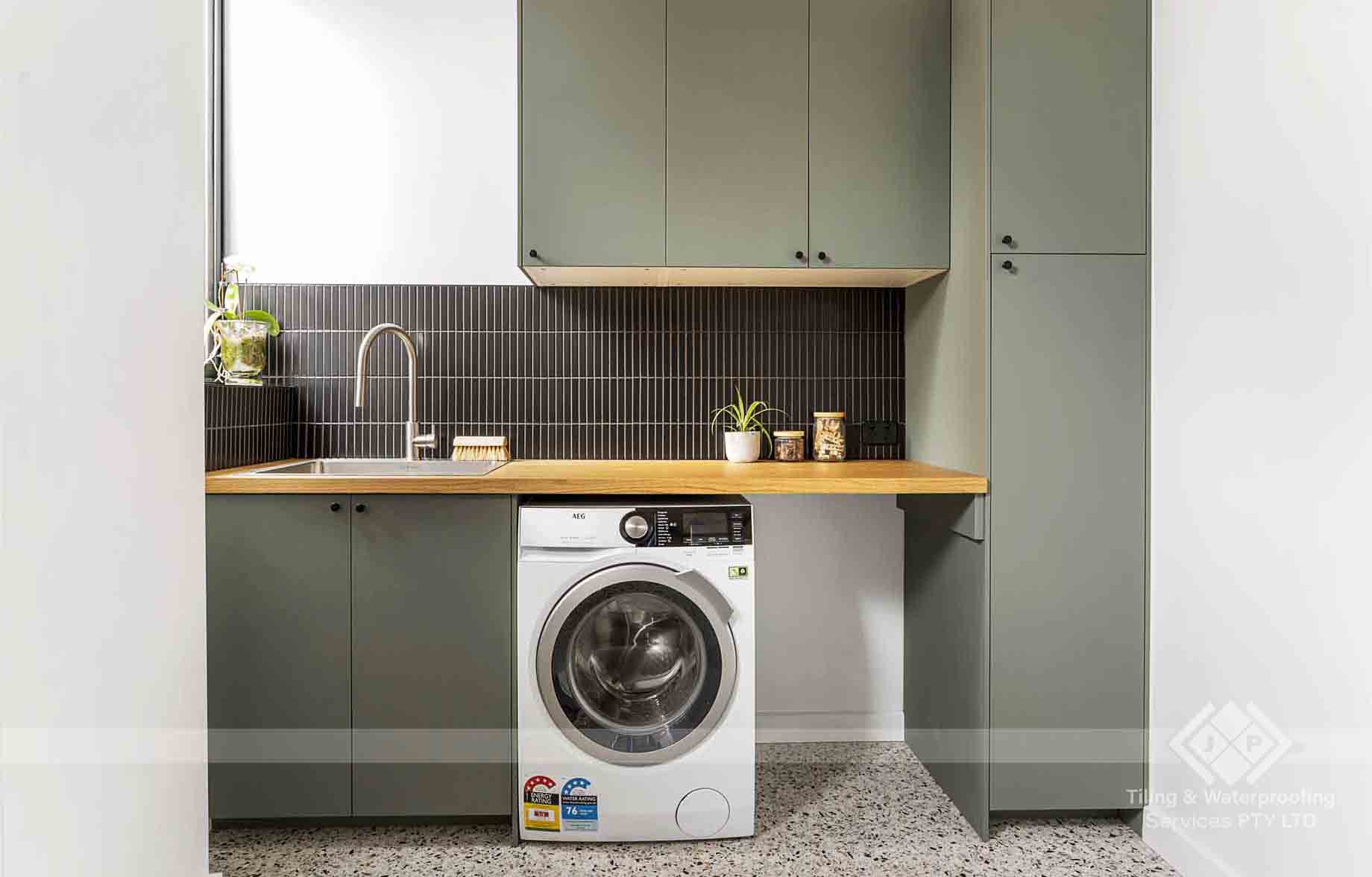 Small mosaic tile pattern bathroom installation