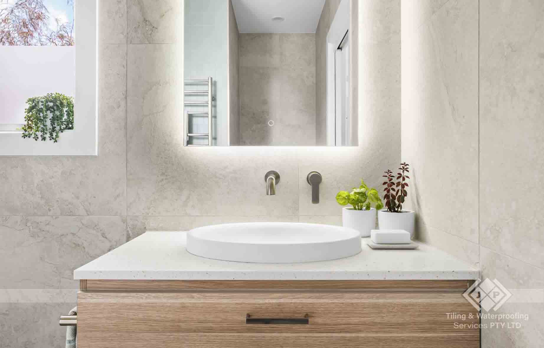 Professional floor tiling installation modern interior