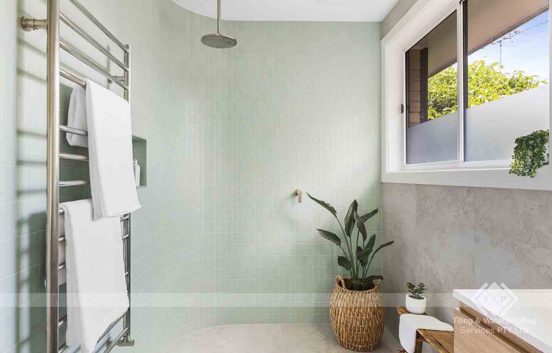 Modern ceramic floor tile installation project